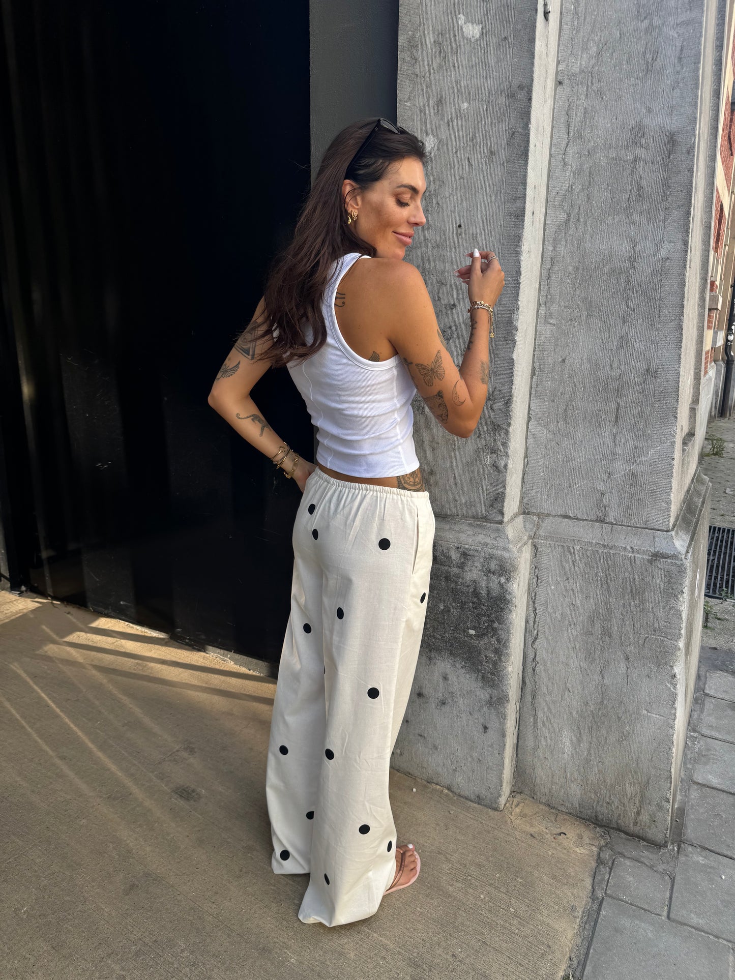 Coco polka linnen broek