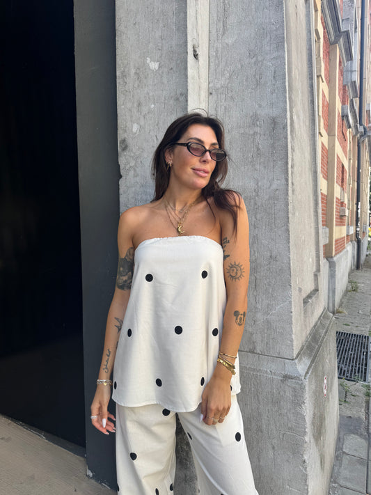 Coco polka linnen top