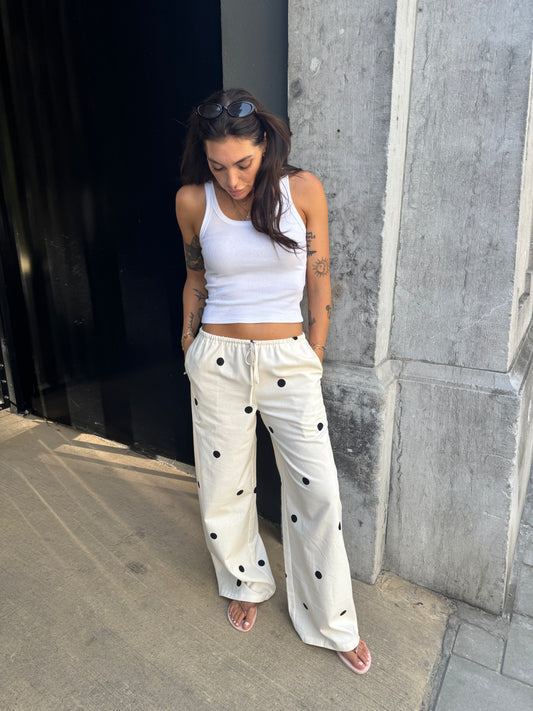 Coco polka linnen broek