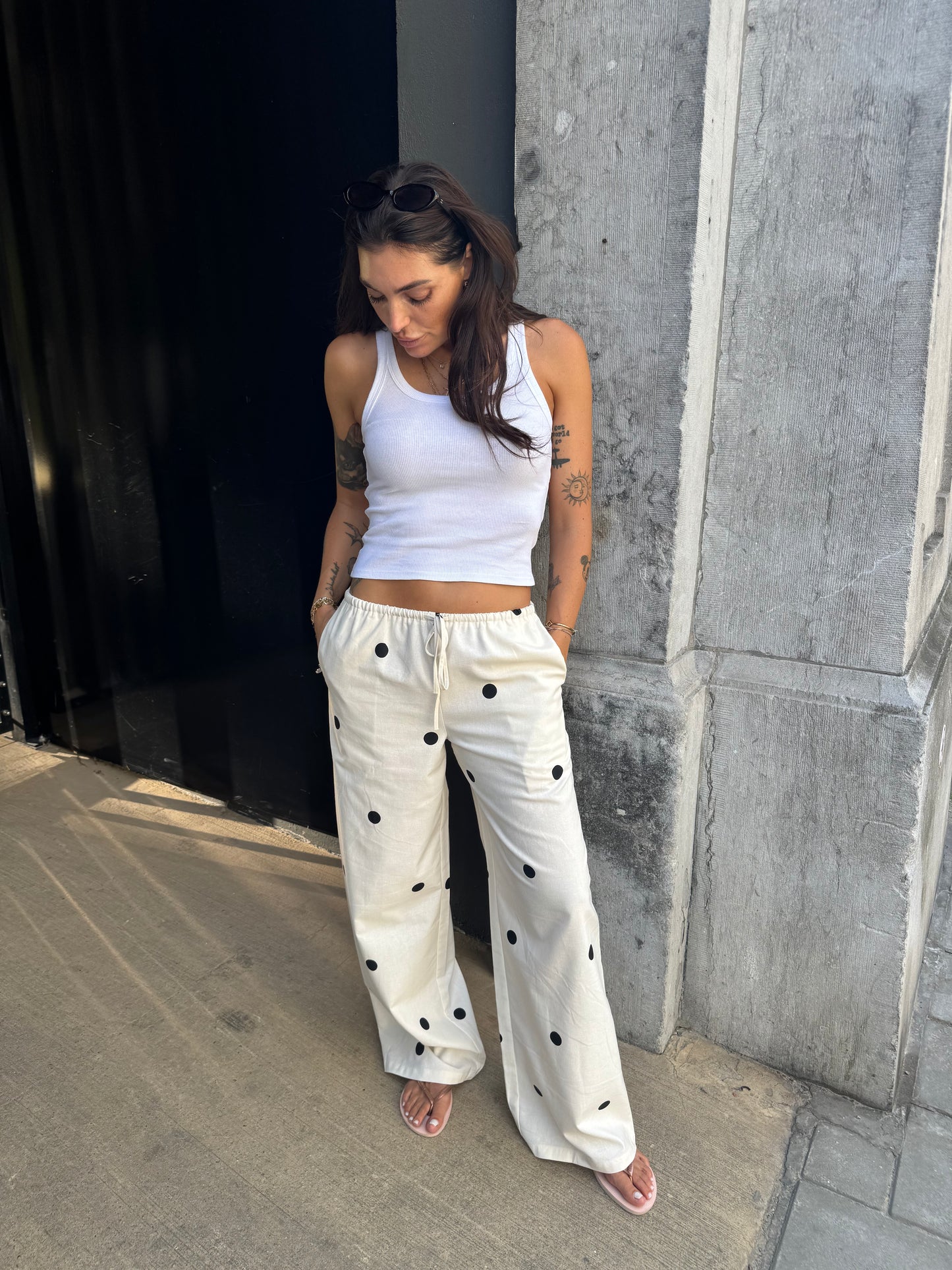 Coco polka linnen broek